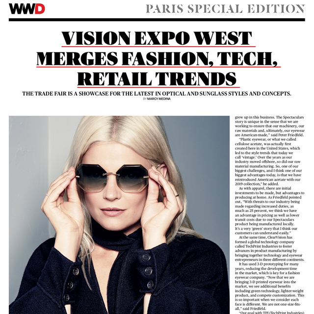 WWD article on Vision Expo West with feature on Kate Young for Tura