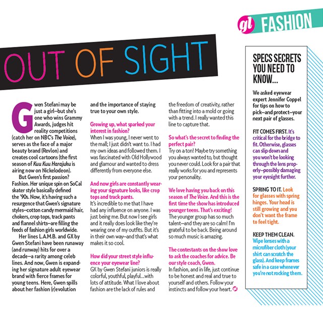 News Tura Grammy Award Winning Singer Writer Gwen Stefani Designer Eyewear Lamb And Gx By